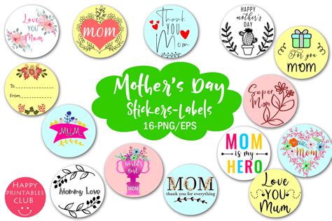 mothers day stickers mothers day label graphic  happy printables