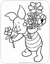 Piglet Coloring Pages Flowers Picking Disneyclips sketch template