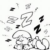 Sleeping Smurf Lazy Coloring sketch template