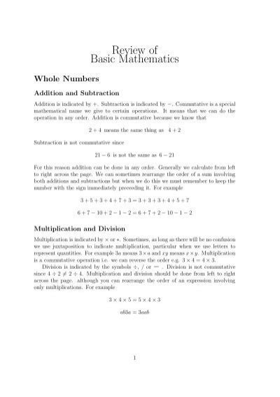 review  basic mathematics