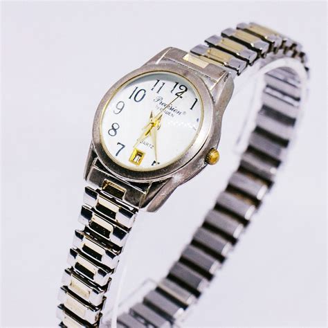 precision  gruen womens date   tone quartz watches