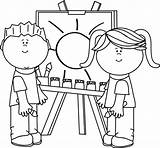 Kids Painting Clip School Clipart Paint Coloring Pages Easel Children Splatter Kid Drawing Palette Boy Ms Microsoft Outline Color Artist sketch template