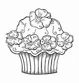 Coloring Cupcake Pages Cupcakes Birthday Printable Happy Cute Print Cake Cakes Drawing Girl Kids Sheets Color Girls Popular Flower Getcolorings sketch template