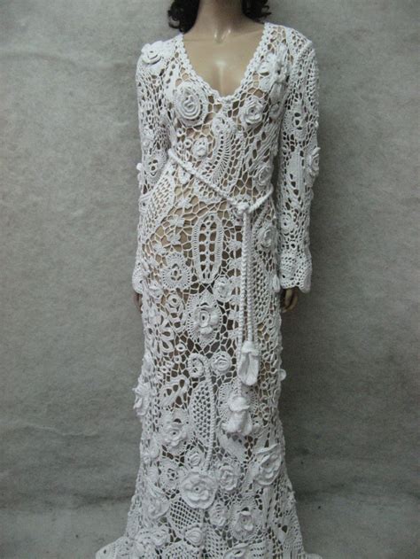 Wedding Crochet Maxi Dress Handmade White Dress Wedding Dress Etsy