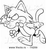 Cat Cartoon Mad Outline Angry Coloring Walking sketch template