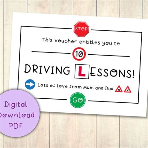 printable driving lesson voucher etsy uk