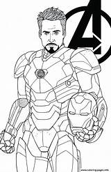 Coloring Iron Man Endgame Avengers Stark Tony Pages Printable sketch template