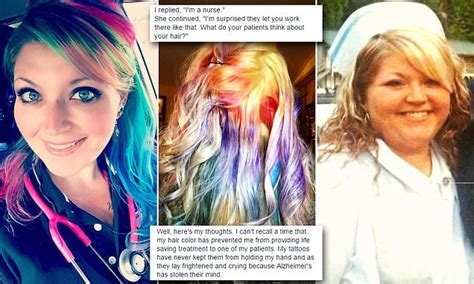 nurse with rainbow locks took to facebook after she was publicly shamed for her hair daily