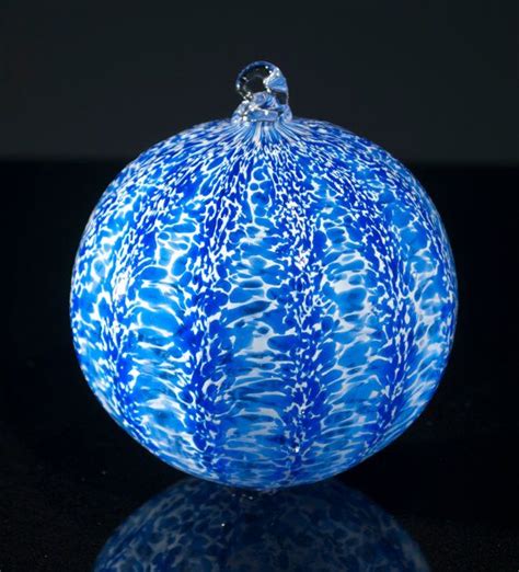 Hand Blown Glass Ornament Blue And White By Localartglasspdx Com Imagens