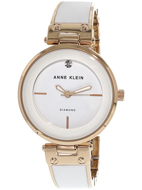 anne klein womens ak wtrg white stainless steel plated analog