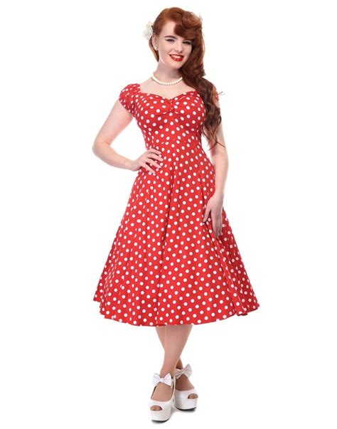 Collectif Dolores Retro Vintage Doll Dress In Red Polka Dot