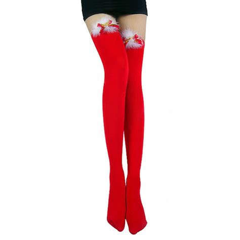 sweet bow christmas sexy stockings for women winter warm thigh high