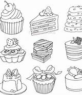 Coloring Pages Baking Book Bakery Pastry Cake Colouring Food Adult Only Sheets Printable Bread Cooking Korean Desert Drawing Adults Own sketch template