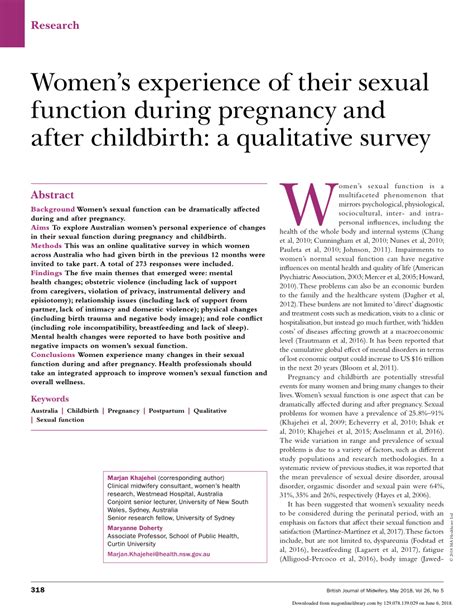 Pdf Womens Experience Of Their Sexual Function During Pregnancy And