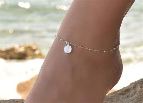 initial anklet sterling silver anklets for women sterling silver