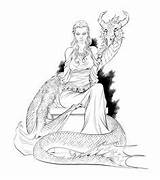 Targaryen Daenerys Thrones Coloring Fantasy Game sketch template