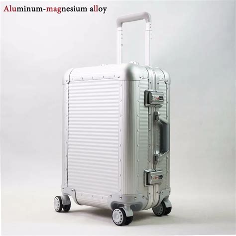 full aluminum luggage travel trolley suitcase metal hardside rolling luggage suitcase