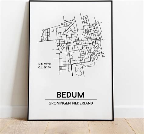 bedum city poster  zonder lijst plattegrond poster woonplaatsposter woonposter bolcom