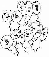 Birthday Happy Coloring Pages Balloons Balloon Kids Disney sketch template