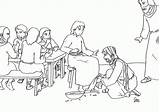 Washes Disciples Colouring Washing Supper sketch template