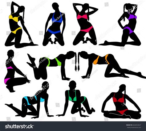 set silhouettes pinup girls sitting sexy stock vector 664654027 shutterstock