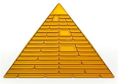 golden pyramid  hieroglyphs   white background stock image