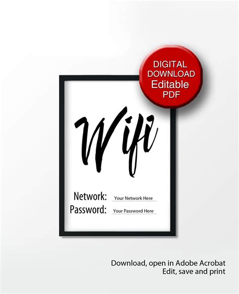 wifi password sign wifi sign printable editable  home etsy wifi