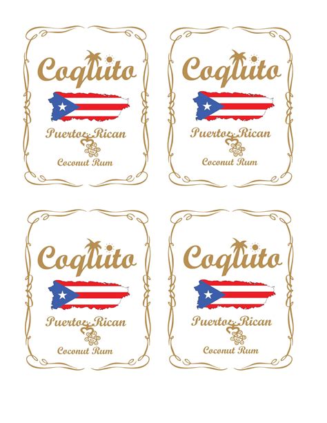 coquito drink bottle label  puerto rico flag instant etsy