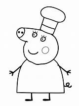 Pig Peppa Mummy Chef Wearing Hat Pages Pages2color Cookie Copyright 2021 sketch template