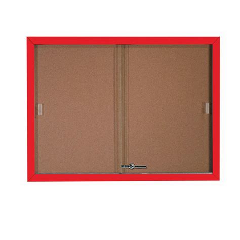 36 H X 48 W Enclosed Bulletin Board With Sliding Doors