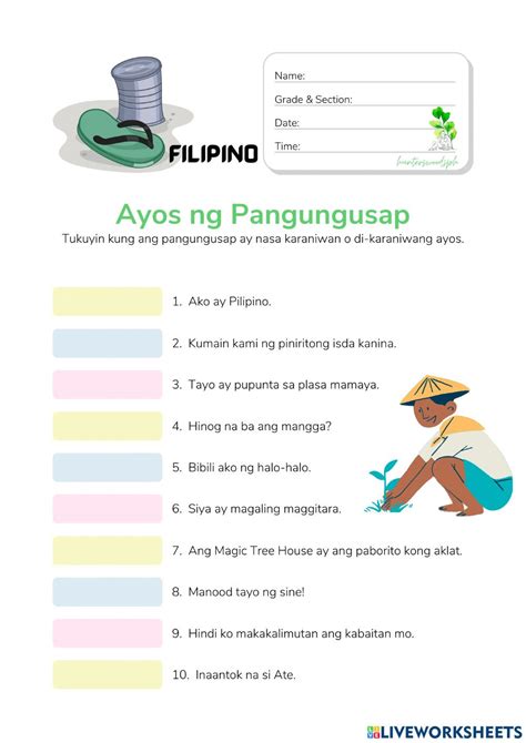 ayos ng pangungusap hunterswoodsph filipino worksheet worksheet