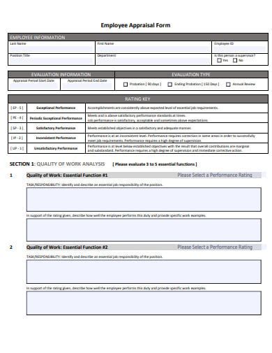 appraisal form templates  google docs ms word pages