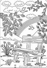 Bench Park Coloring Drawing Pages Adults Getdrawings sketch template