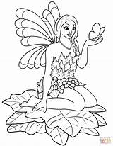 Fairy Coloring Butterfly Pages Fairies Kids Printable Fee Fantasy Fun Drawing sketch template