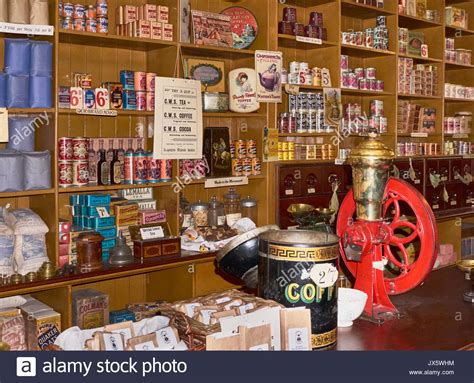 stacked shelves    operative store     beamish stock photo  alamy