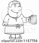 Friar Holding Mug Beer Clipart Vector Monk Chubby Man Outlined Coloring Cartoon Thoman Cory Staff Happy Illustration Idea Royalty sketch template
