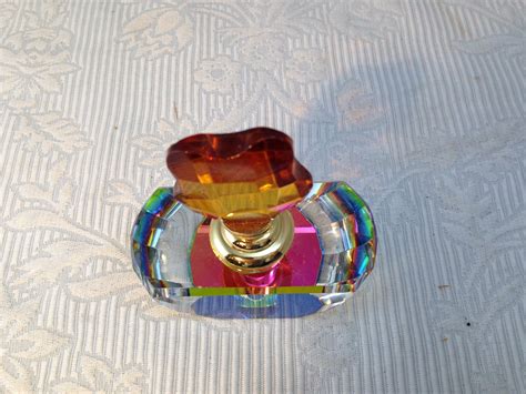 Clear Cut Iridescent Glass Perfume Bottle With Screw In Etsy