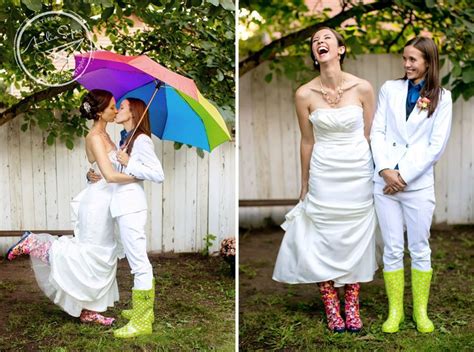 same sex rainbow wedding brides with rainboots soper photography w e d pinterest seattle