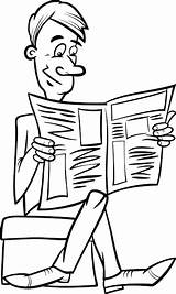 Newspaper Coloring Man Stock Vector Premium Drawing sketch template