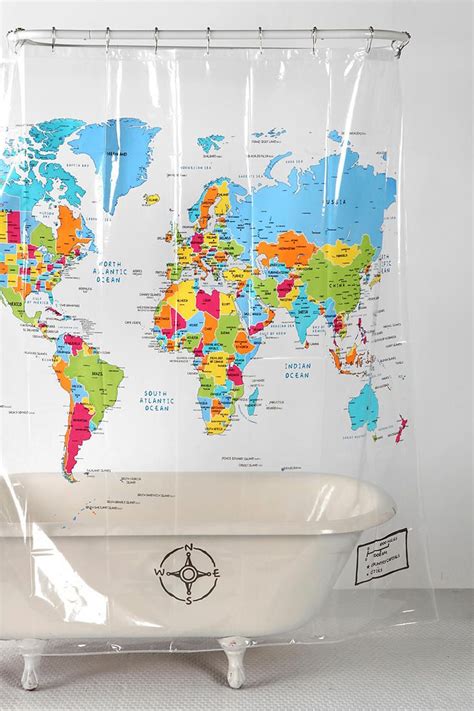 world map shower curtain i swear i would be a million times better at
