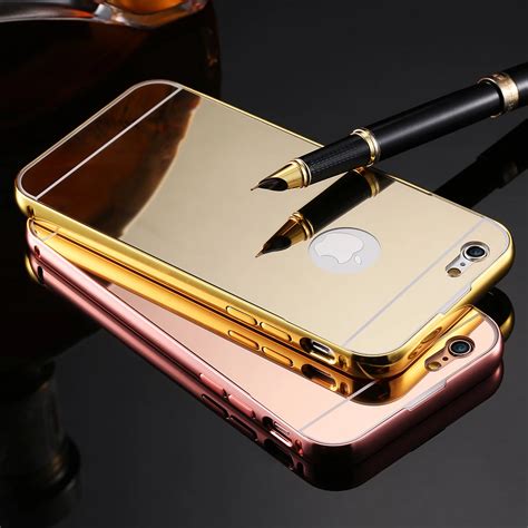 luxury metal hard plating aluminum framemirror pc  cover phone case  iphone