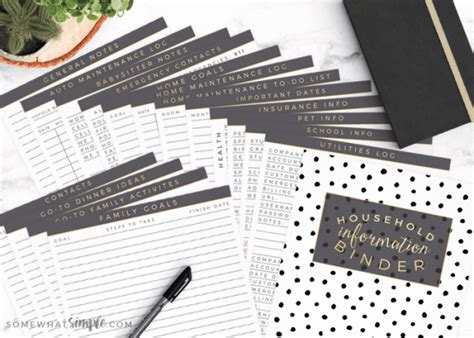 home management binder printables  simple