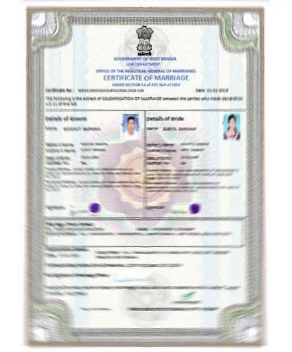 marriage registration certificate   price  kolkata