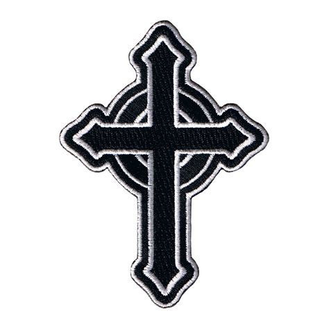 catholic cross black white iron  patch christian faith symbol craft