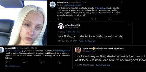 apparently  days  pornstar skylar vox publicly stated  felt suicidal   people