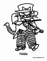 Fiddle Coloring Music Playing Cat Colormegood sketch template