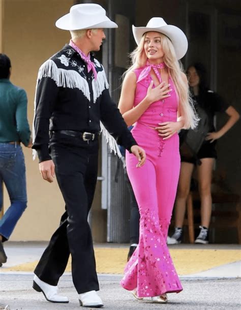 margot robbie spotted as cowgirl barbie in vogue cowgirl magazine