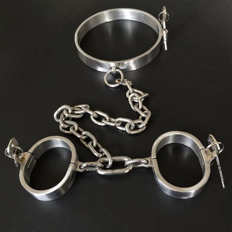 Buy 2pcs Set Bondage Collar Handcuffs For Sex Steel