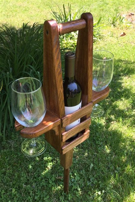 Wine And Glass Holder With Stake Glass Holders Wine Bottle Glass