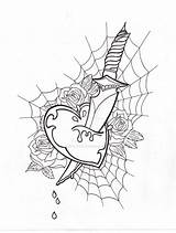 Tattoo Dagger Heart Skool Cat Lucky Deviantart sketch template